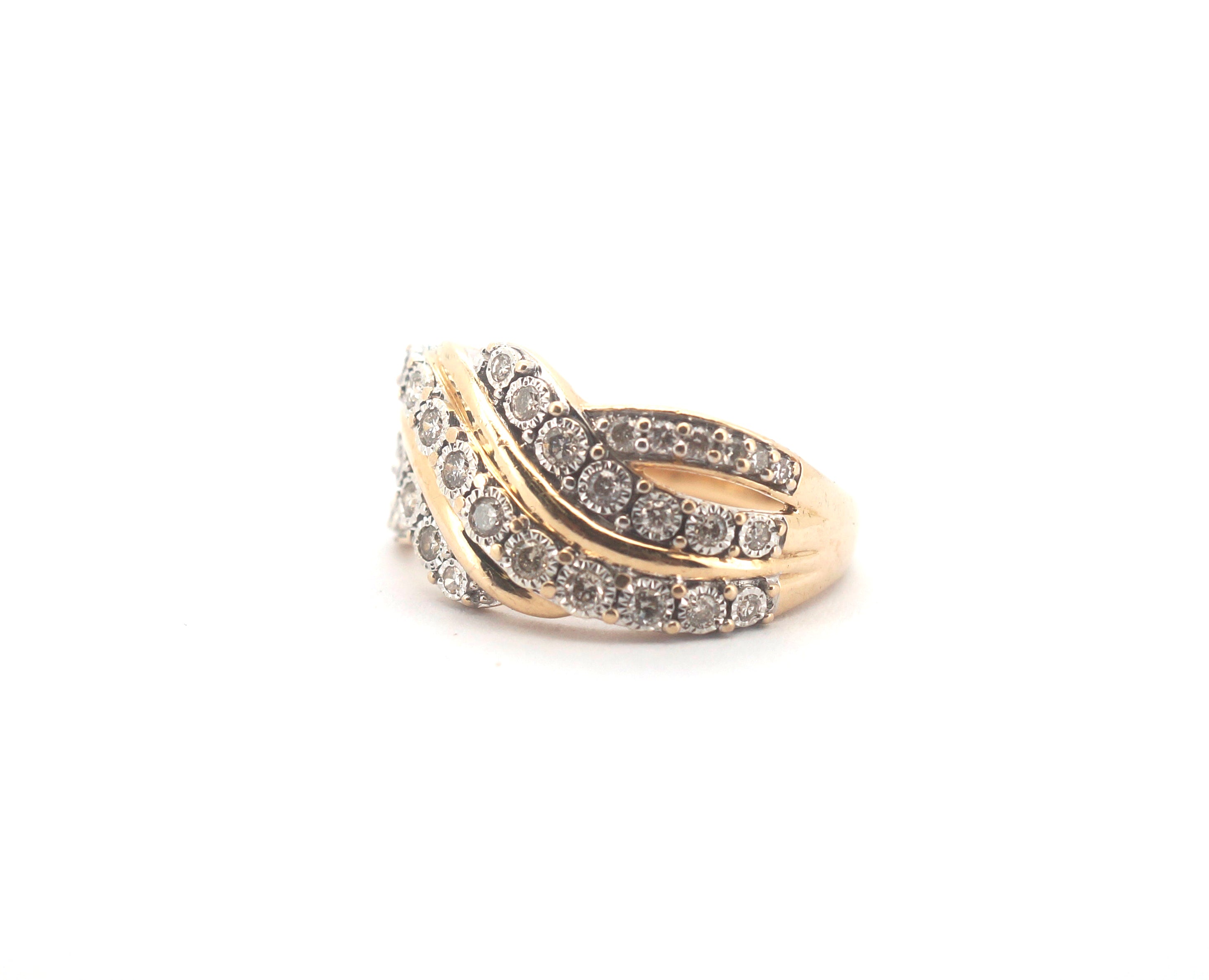 Ladies 9CT Yellow Gold Diamond Ring (Size: N 1/2, 4.2g) - 503445