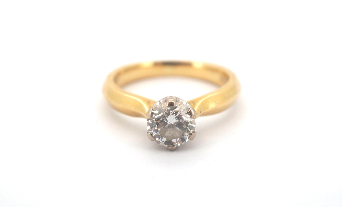 Ladie's 18ct Yellow & White Gold Solitaire Diamond Engagement Ring (Size L) - 504839
