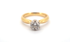 Ladie's 18ct Yellow & White Gold Solitaire Diamond Engagement Ring (Size L) - 504839
