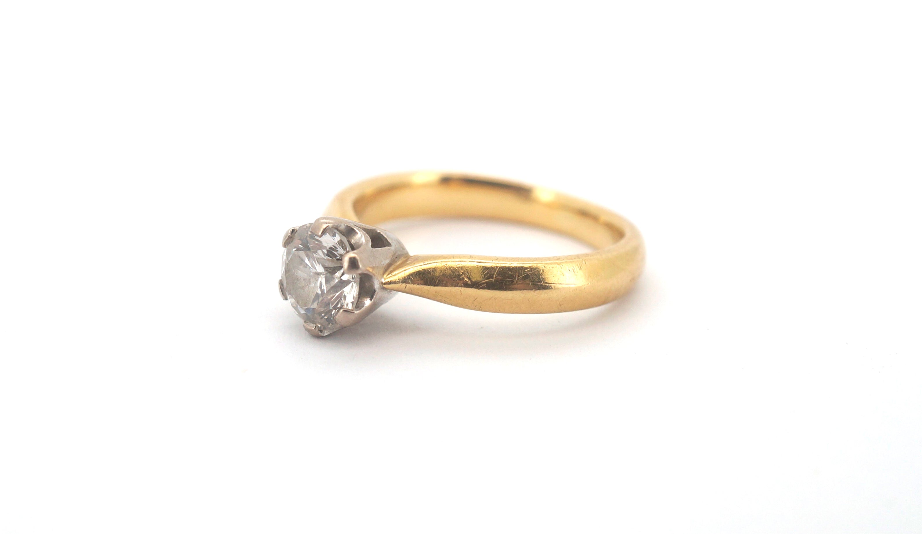 Ladie's 18ct Yellow & White Gold Solitaire Diamond Engagement Ring (Size L) - 504839