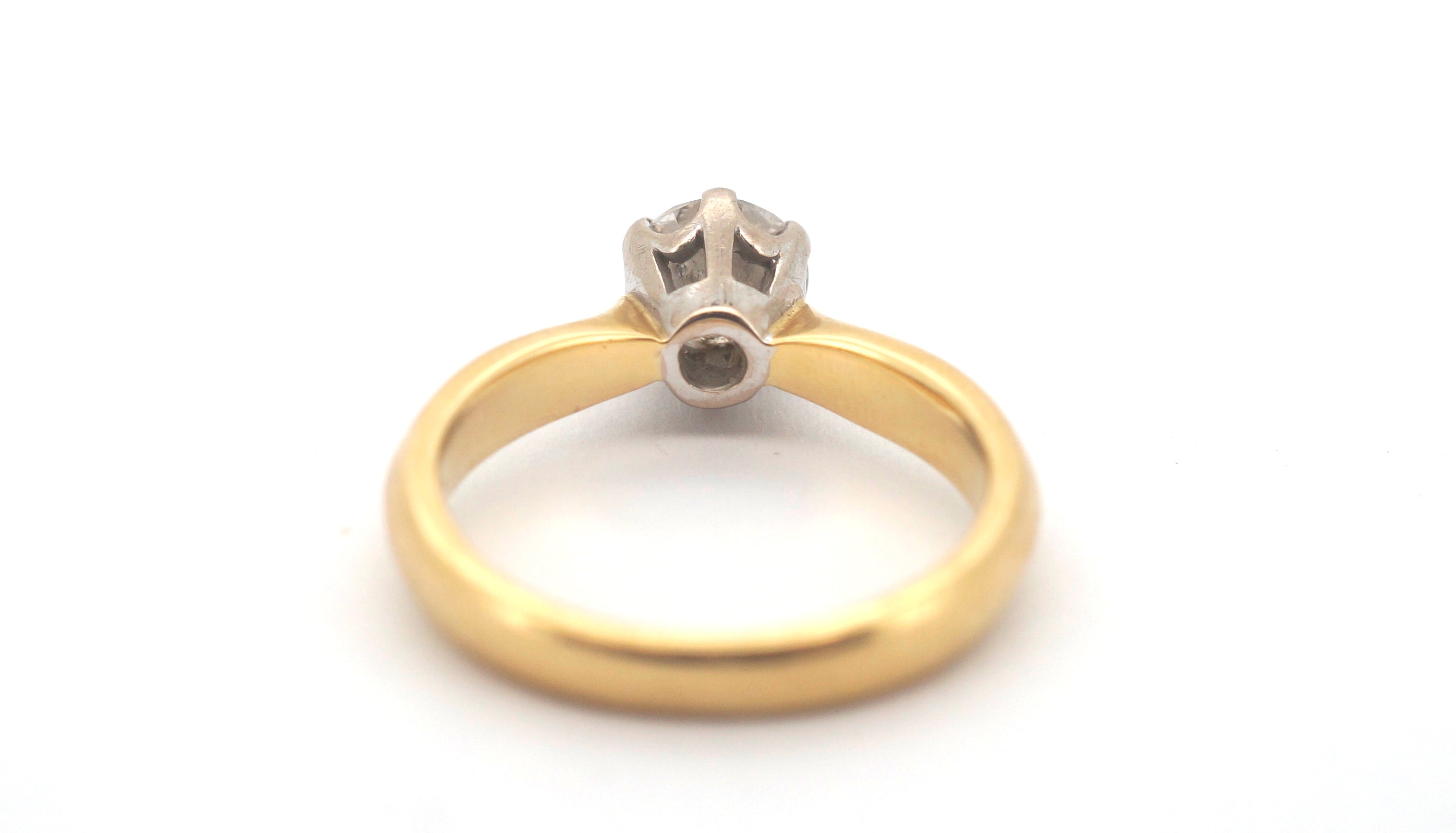 Ladie's 18ct Yellow & White Gold Solitaire Diamond Engagement Ring (Size L) - 504839
