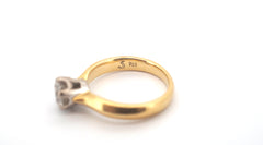 Ladie's 18ct Yellow & White Gold Solitaire Diamond Engagement Ring (Size L) - 504839