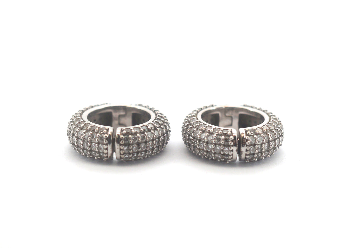 Unisex 14CT White Gold Synthetic Diamond Earrings - 505309