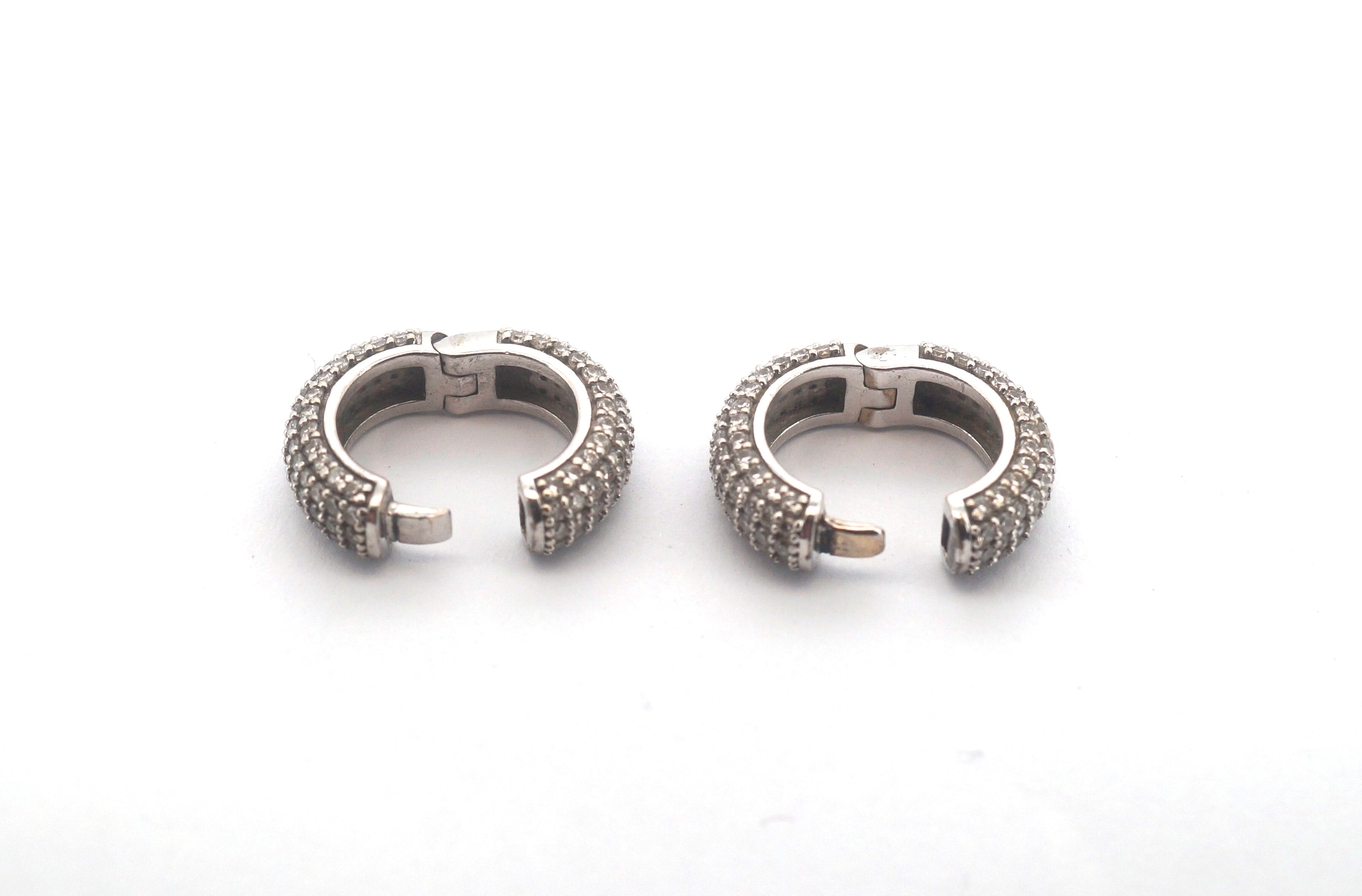 Unisex 14CT White Gold Synthetic Diamond Earrings - 505309
