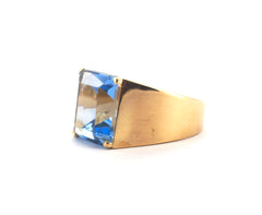 Ladies 18CT Yellow Gold Synthetic Blue Quartz Set Ring (Size: T1/2) - 505144