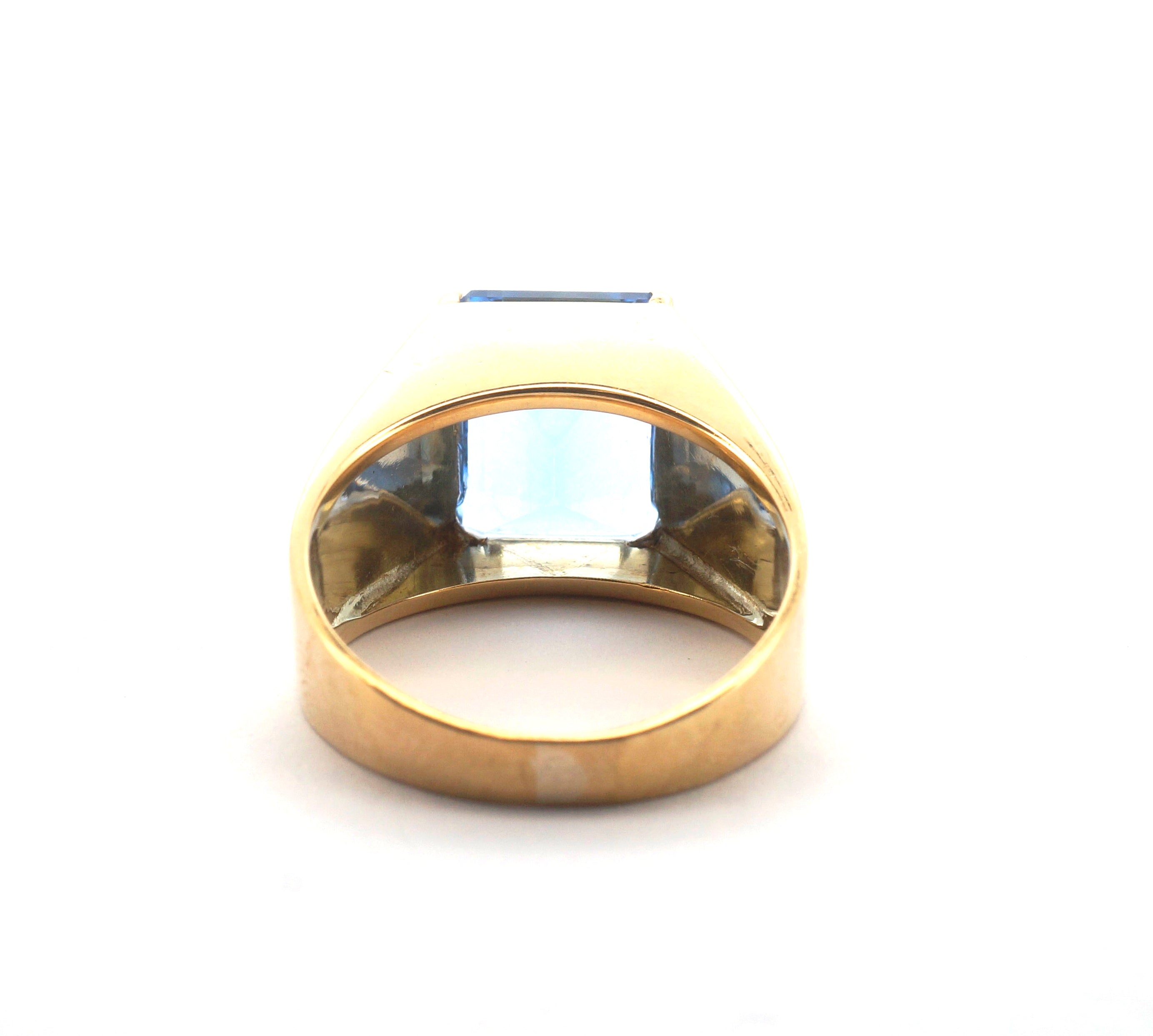 Ladies 18CT Yellow Gold Synthetic Blue Quartz Set Ring (Size: T1/2) - 505144