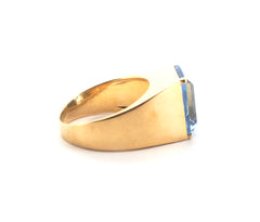 Ladies 18CT Yellow Gold Synthetic Blue Quartz Set Ring (Size: T1/2) - 505144