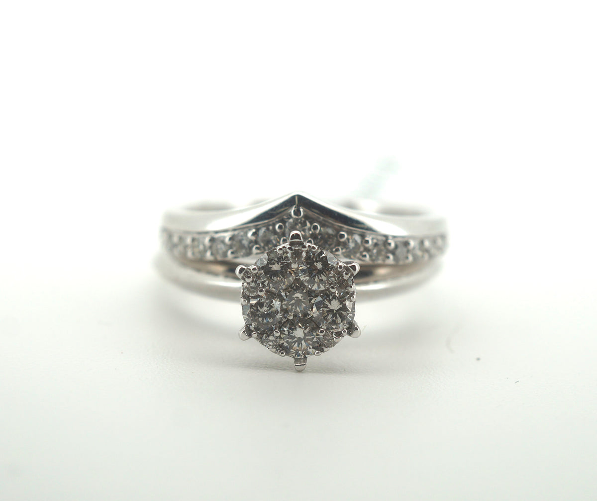 Ladies 9CT White Gold Diamond Ring Set - 214693