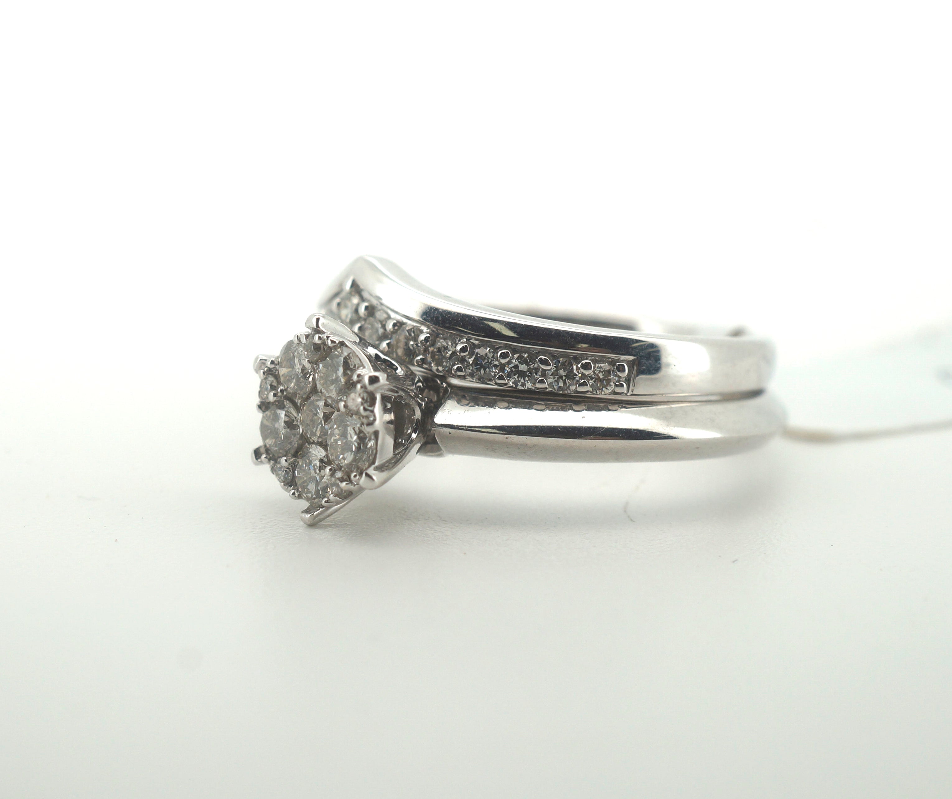 Ladies 9CT White Gold Diamond Ring Set - 214693
