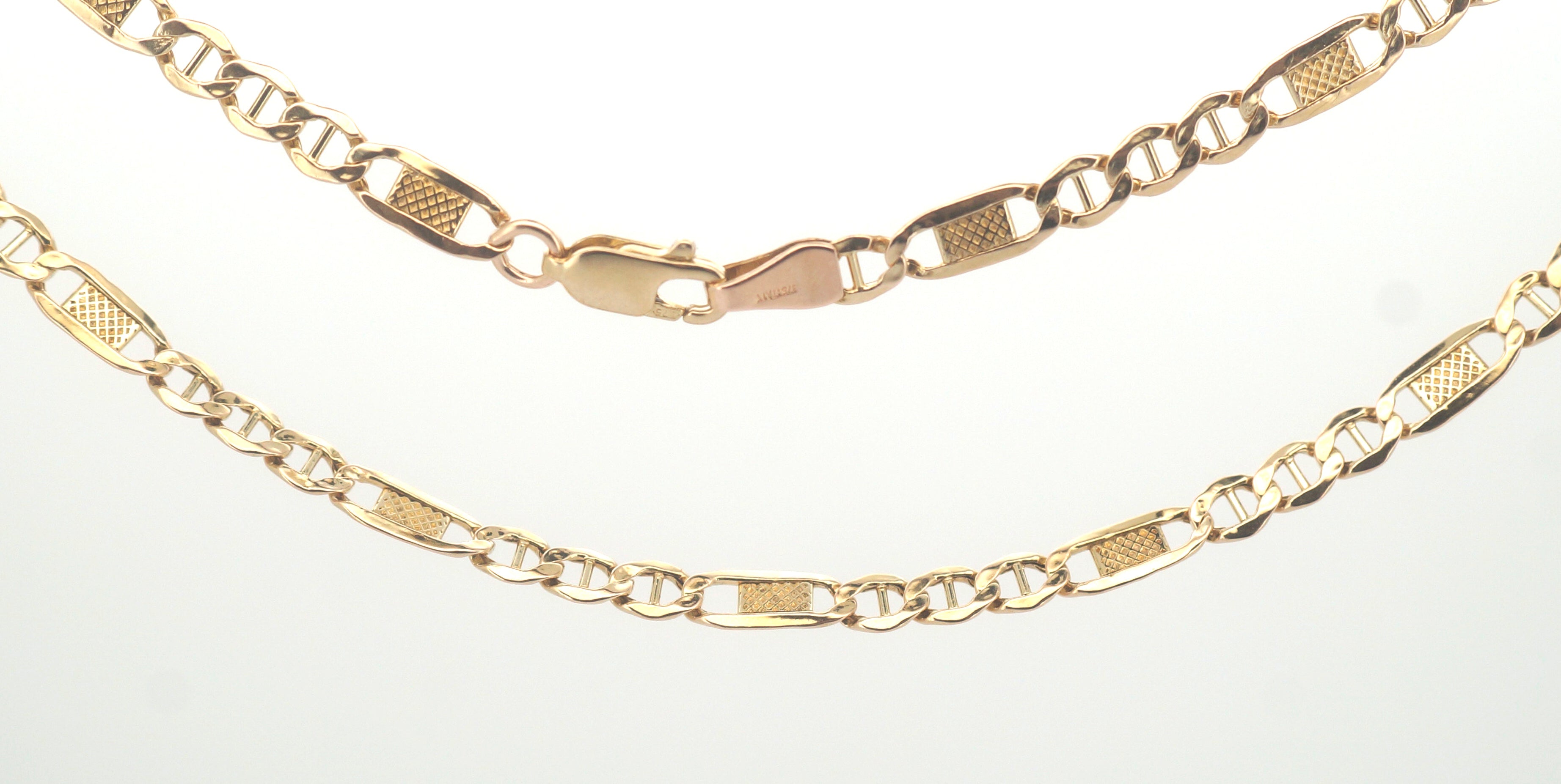 9ct Yellow Gold Anchor/Figaro Chain Necklace (50cm) - 505279