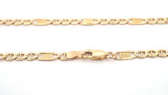 9ct Yellow Gold Anchor/Figaro Chain Necklace (50cm) - 505279