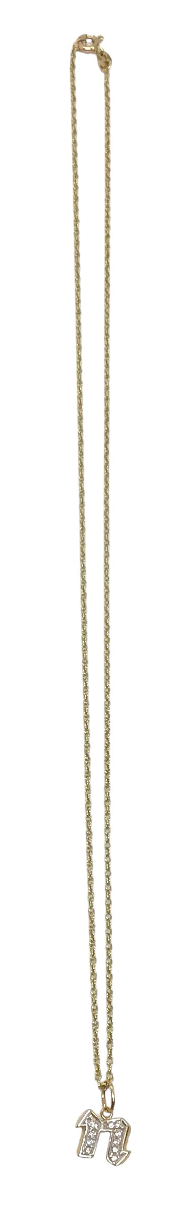 Ladies 14ct Yellow Gold Necklace and Letter N Pendant Ref#505964