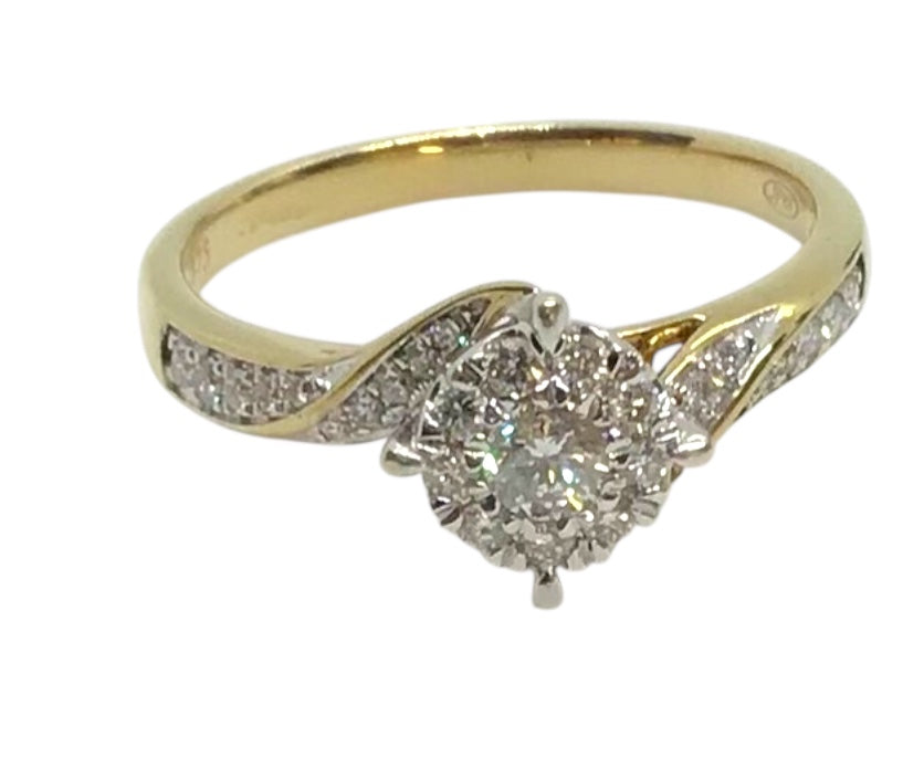 Ladies 9ct Yellow Gold Diamond Ring (Size T) Ref#506239