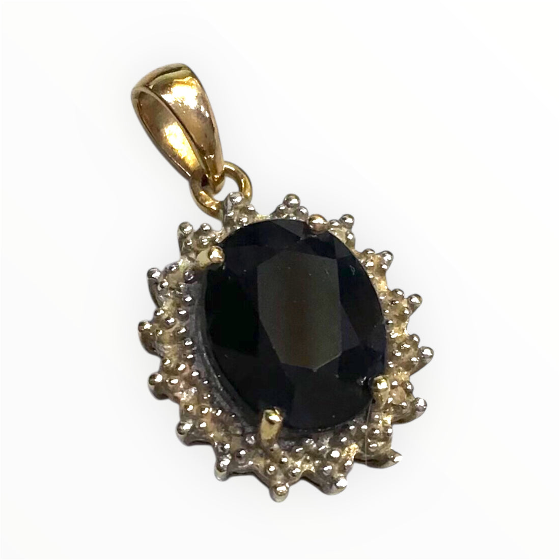 Ladies 9ct Gold Blue Stone Pendant (Length 2cm) Ref#512140