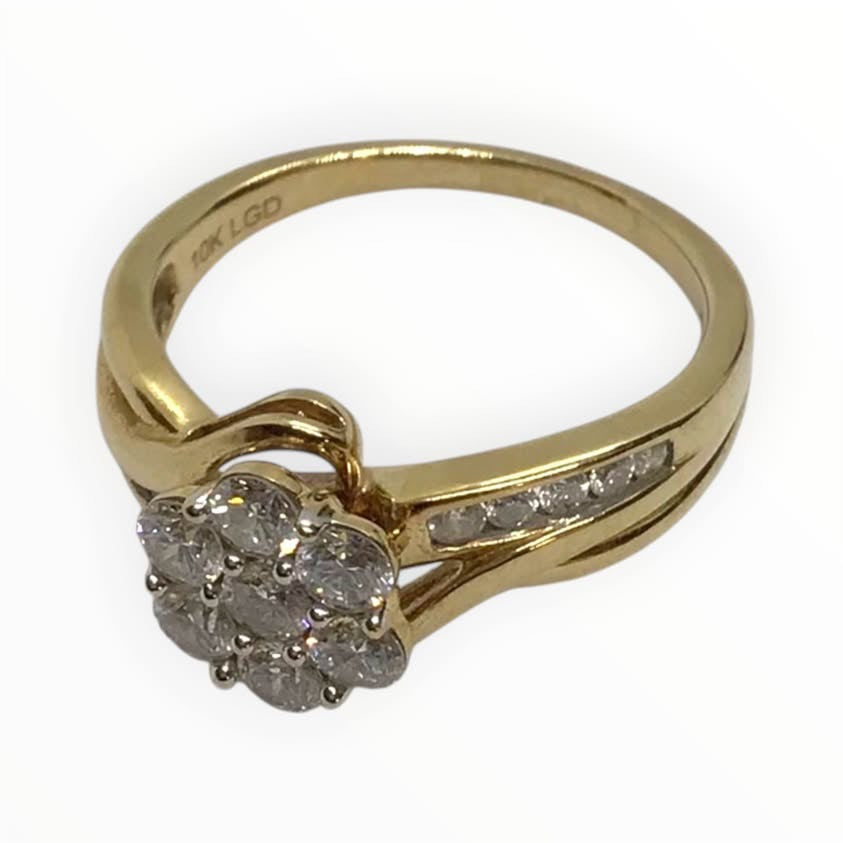 Ladies 10k Gold Diamond Ring (Size O) Ref#513125