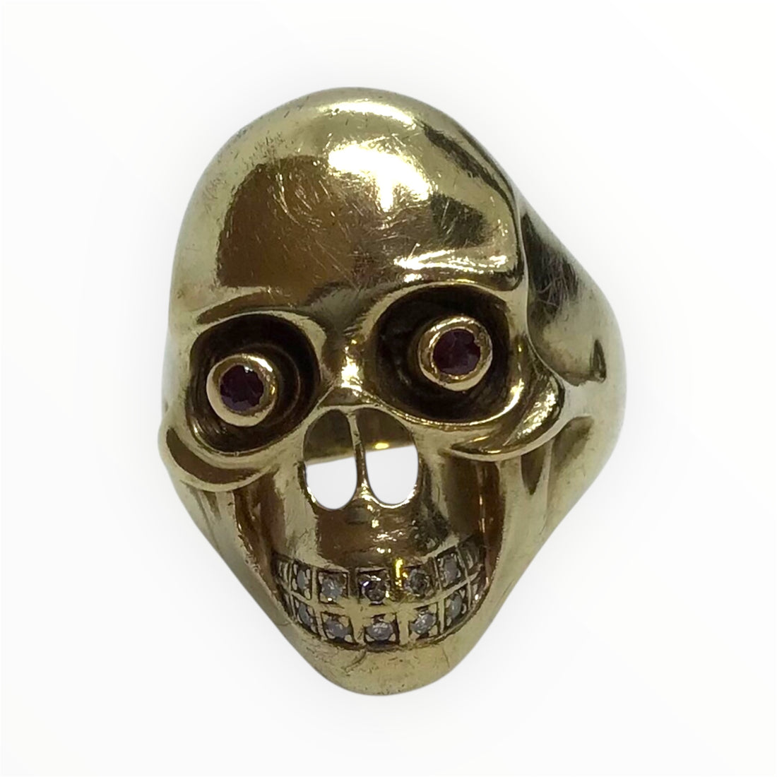 Unisex 9ct Gold Diamond Skull Ring (Size S) Ref#511902