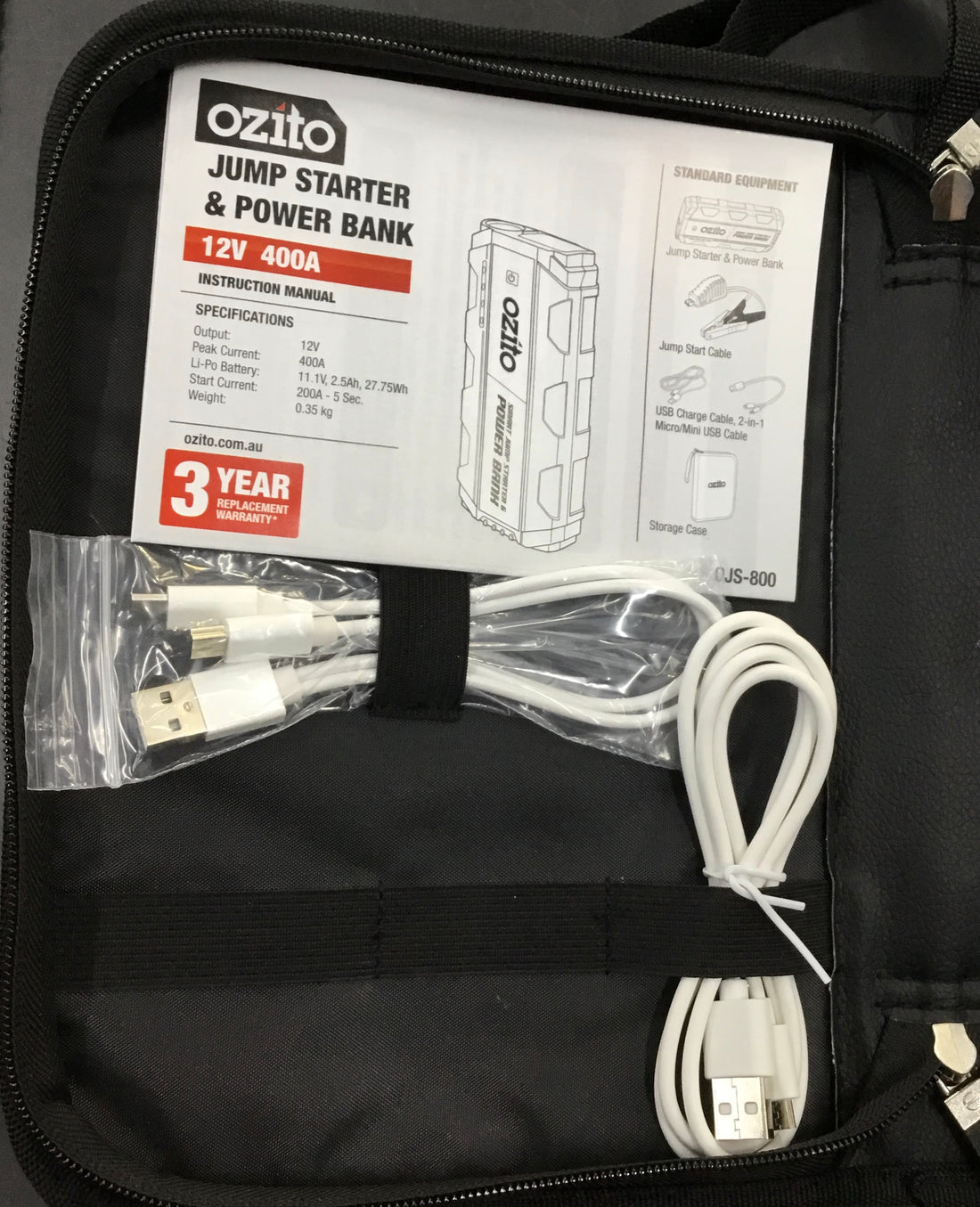 OZITO 12v 400A JUMP STARTER & POWER BANK Ref#501150