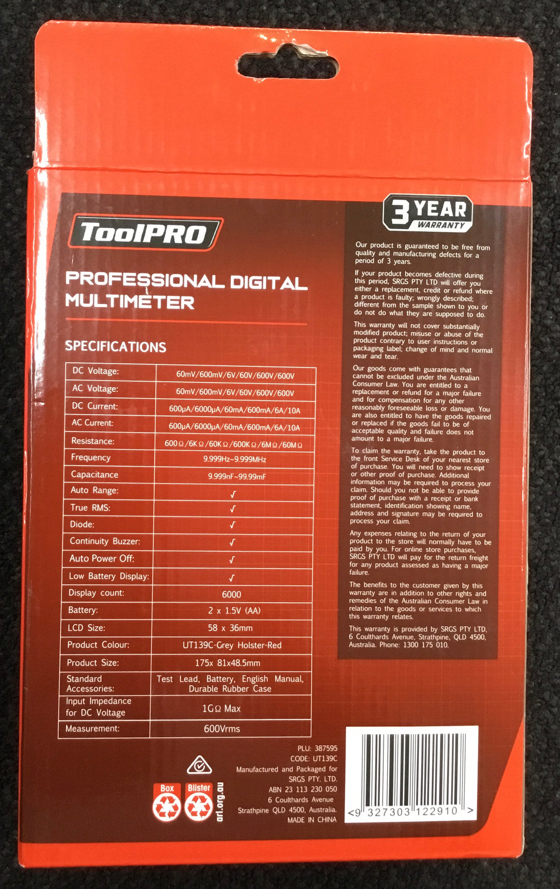 TOOLPRO PROFESSIONAL DIGITAL MULTIMETER Ref#513748