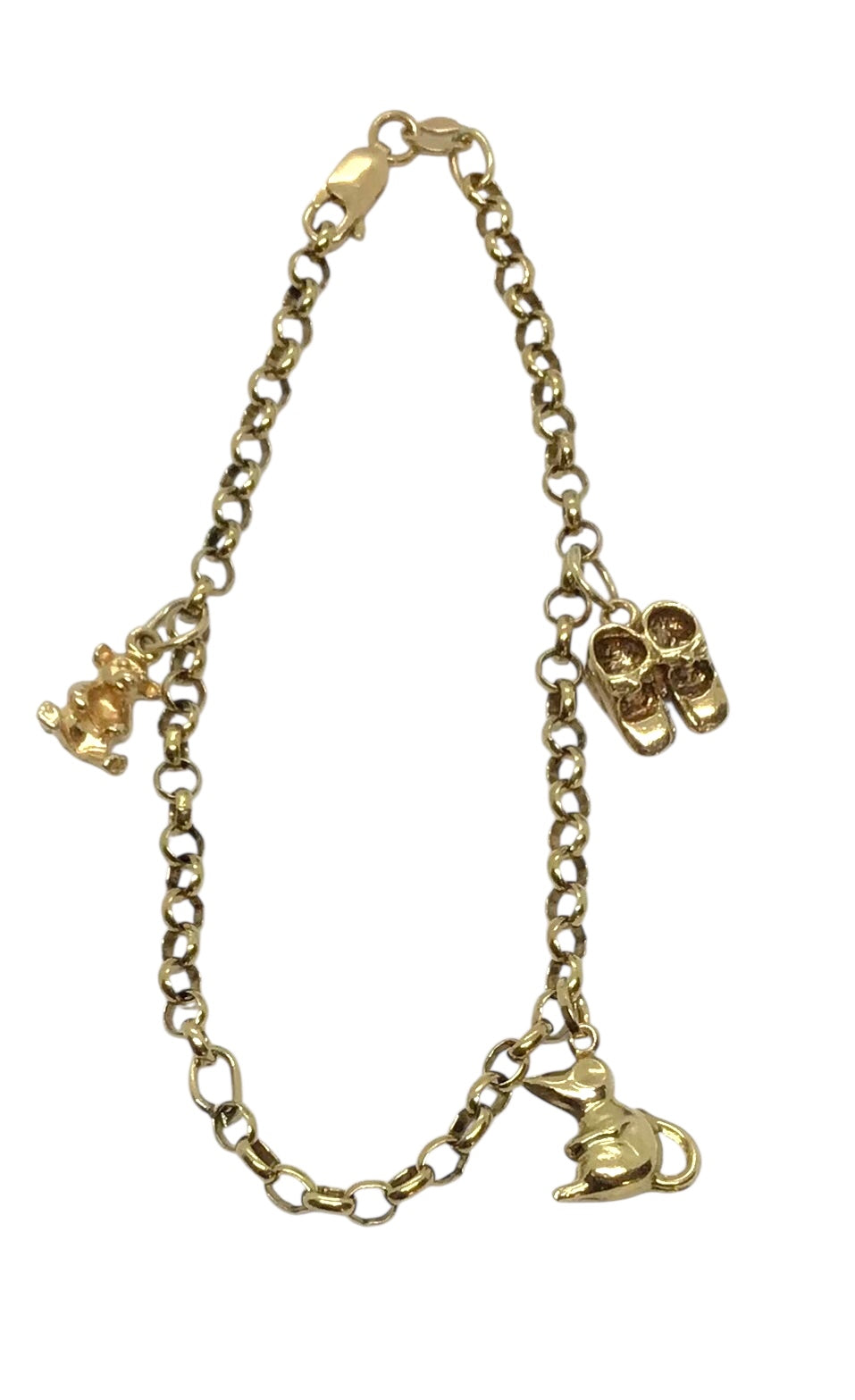 Ladies 9ct Yellow Gold Charm Bracelet (Length 20cm) Ref#507097
