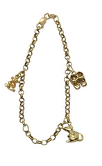 Ladies 9ct Yellow Gold Charm Bracelet (Length 20cm) Ref#507097
