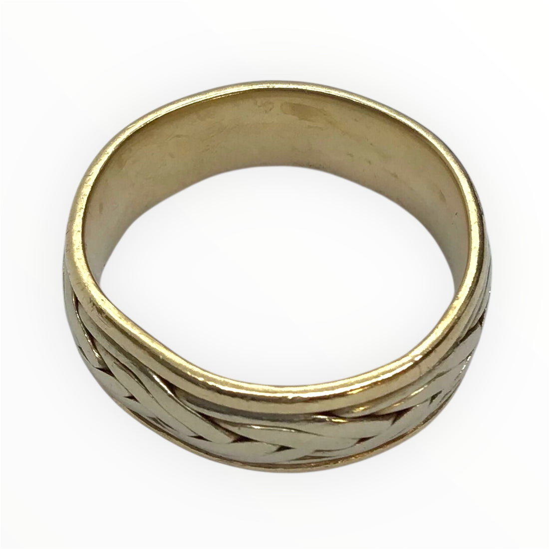 Unisex 9ct Gold Patterned Ring (Size Q) Ref#513709